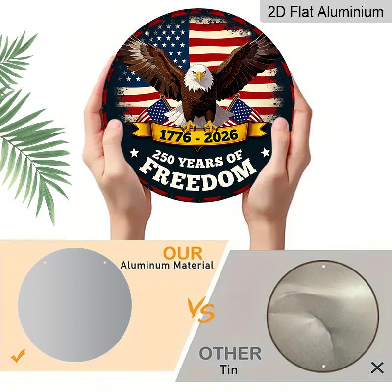 2D Flat 1pc Aluminum Independence Day-Themed Soaring Eagle Wall Decor 7.87 inches x 7.87 inches Patriotic Decor Suitable for hanging on front doors