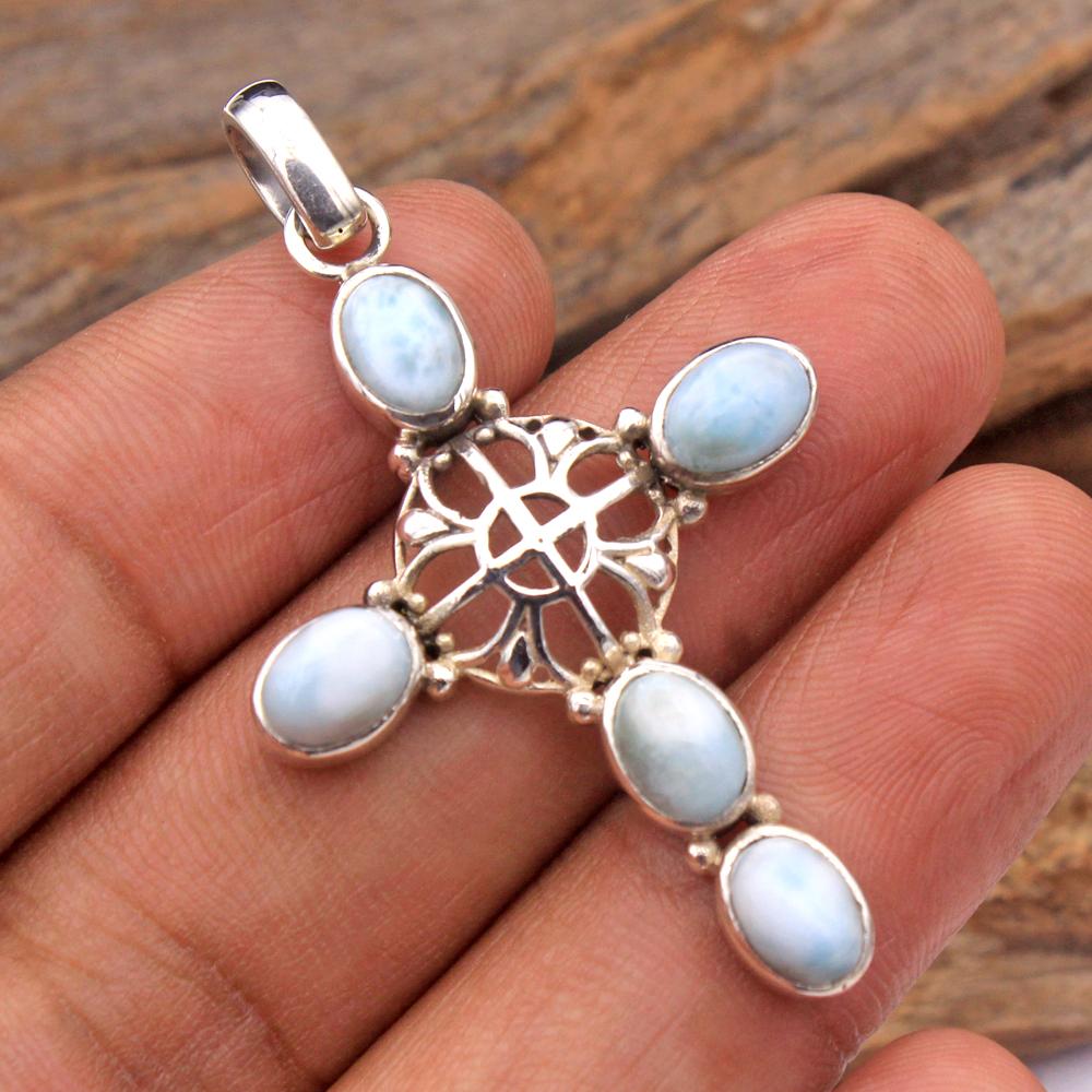 Ювелирные изделия ручной работы из стерлингового серебра 925 пробы, кулон Рейки, серебряный кулон с голубым топазом, кулон унисекс, кулон в виде креста, духовные украшения