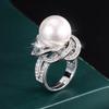 Huabi Jewelry Медь с покрытием из настоящего золота, инкрустированная перламутром и кружевным темпераментным бриллиантовым кольцом, женское 14 мм