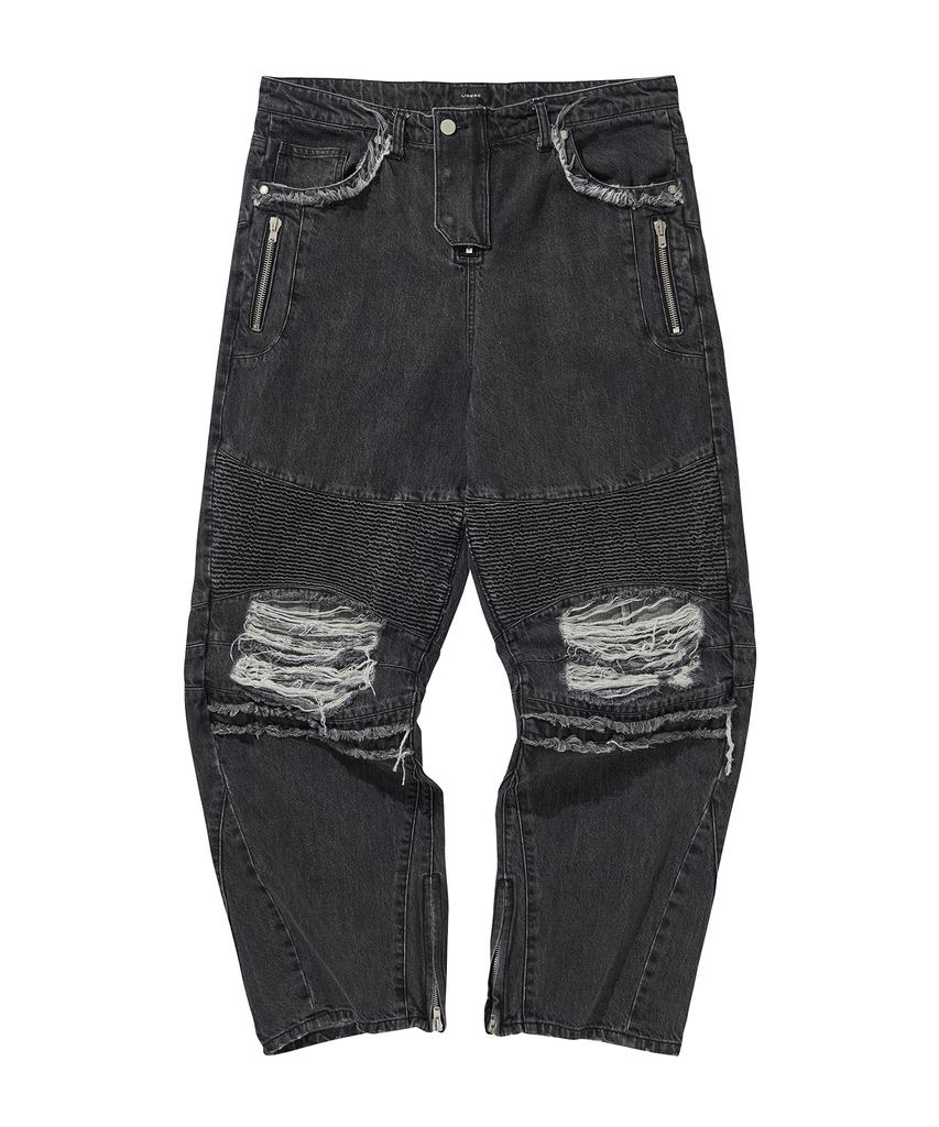 LIBERE Denim Biker Baggy Pants / Black