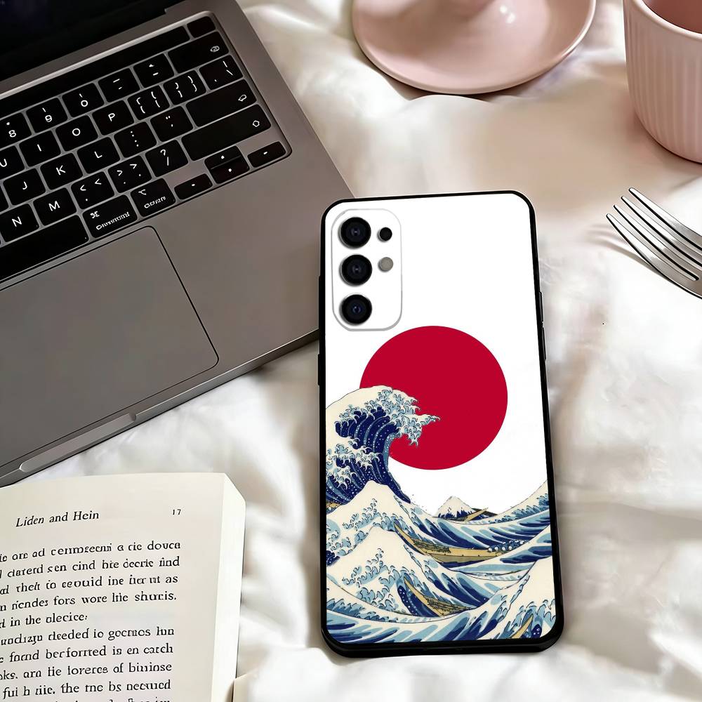Kanagawa Great Wave-e Phone Case Black Silicone Soft For Samsung S25,S24,S21,S22,S23,S30,Ultra,S20,Plus,Fe,Lite