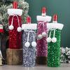 Праздничный мешок для винной бутылки с пайетками и плюшевым чехлом - Рождественское и Новогоднее украшение стола, Подарок