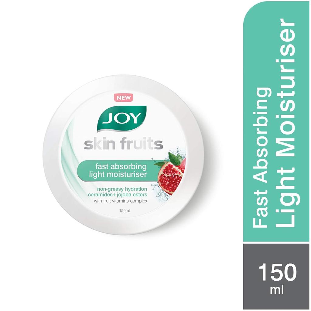 JOY Skin Fruits Fast Absorbing Pomegranate Light Moisturizer 2 X 150 Ml Non-Oily Face Cream for All Skin Types