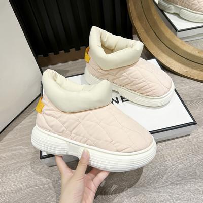 Модная хлопковая сумка для тапочек, зимняя водонепроницаемая ткань с пухом, теплые и бархатные домашние хлопковые туфли, удобные для парной носки на улице