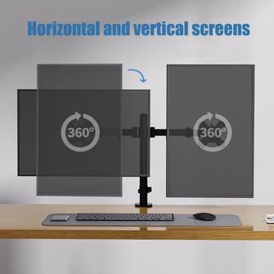 Настольное крепление для двух мониторов с шарнирным рычагом VESA 75x75 до 100x100 Кабель-менеджмент Регулируемое Вращающееся Стойка для экрана дисплея 13-27 дюймов