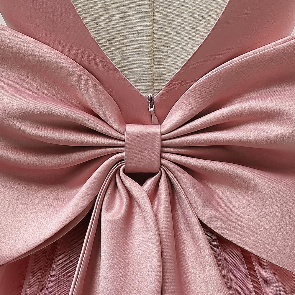 Платье подружки невесты с большим бантом для девочек, длинное белое свадебное платье для выпускного вечера, пышное платье принцессы для первого причастия, официальное бальное платье на день рождения