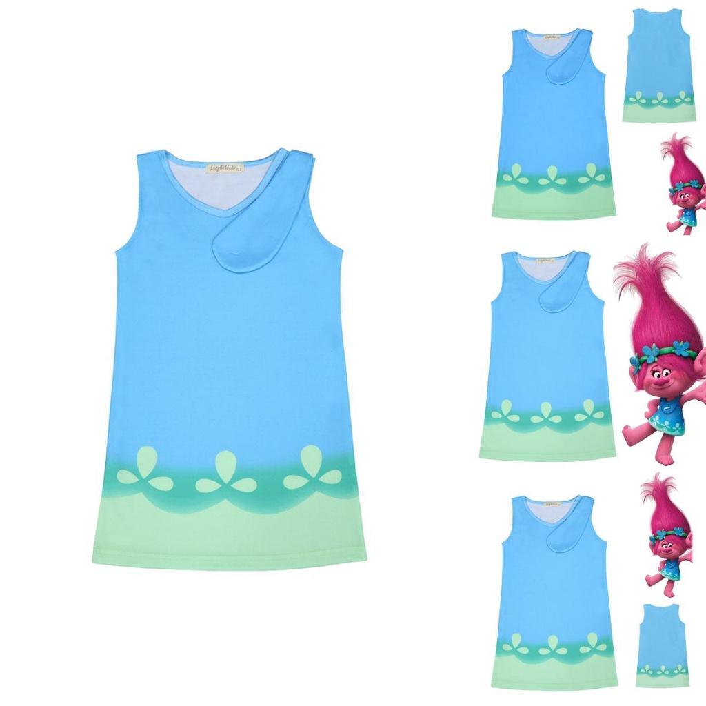 Очаровательный костюм для косплея Тролля Розочки для детей, идеально подходящий для празднования дня рождения