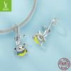 Cute And Playful Monkey Diy Bracelet Necklace Pendant, Fun Little Animal S925 Sterling Silver Big-Eared Monkey String.