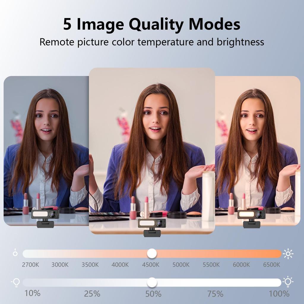 4K UHD 12MP Webcam with Dual AI Auto Light Privacy USB Plug Play Noise-Canceling Microphone, Autofocus, Correction, Ultra-Wide 120° Angle, Cover,