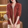 Plus Size Loose Cardigan for Spring and Autumn Hooded Women's Lightning Hooded Sweater Jacket Top