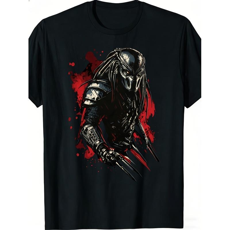 Men' & Women' Predator T-Shirt - Iconic Alien Warrior Graphic Crew Neck Tee, Slight Stretch Fabric, Regular Fit Casual Shirt Suitable for All-Season