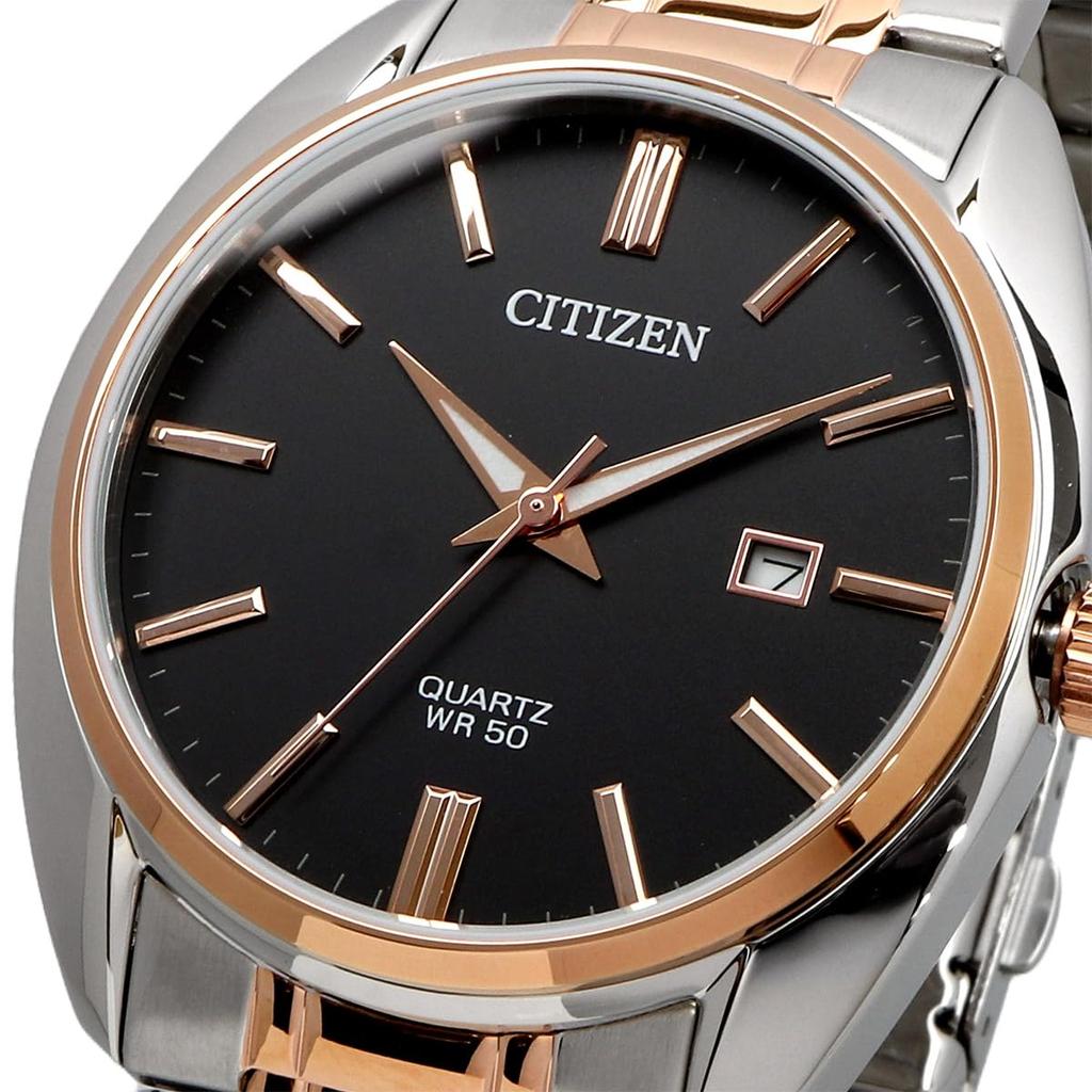 Citizen Часы Citizen из нержавеющей стали, металлический комбинированный ремень, серебро, розовое золото, черный, мужские, двухцветные BI5104-57E [предмет]