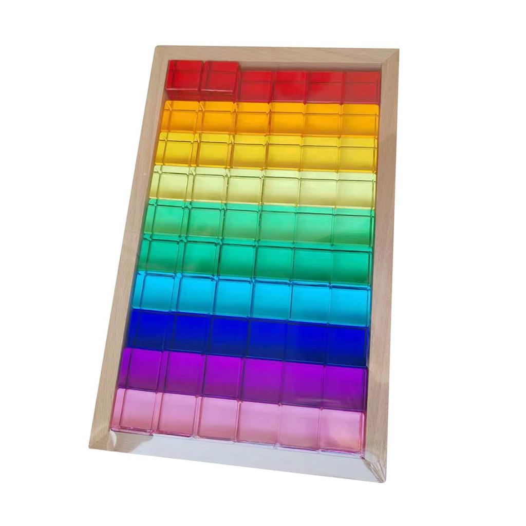 Rainbow Building Blocks Set Acrylic Cubes Sensory Training Toys Educational Stacking
