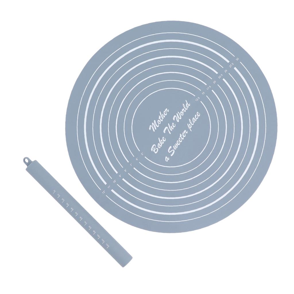 Dough Roller Set with Measurements Silicone Rolling Pin Non Stick Flour Mat for Home Kitchen Dessert Store