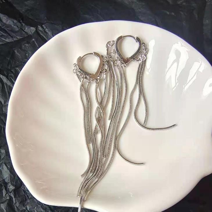 925 Silver Needle Korean Fashion Long Chain Tassel Earrings For Women Metal Earing Jewelry Trending Women's Drop Earrings