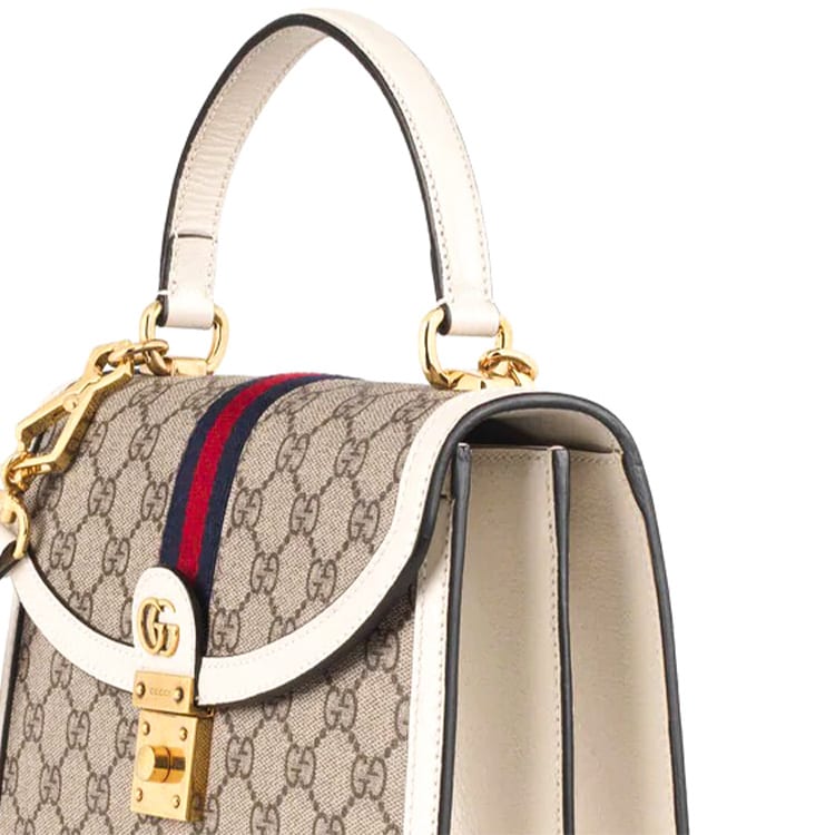 Gucci Сумка из канваса Ophidia с кожаной отделкой, Сумка на плечо, Сумка через плечо, Сумка, Маленькая женская 651055-96IWX-9794