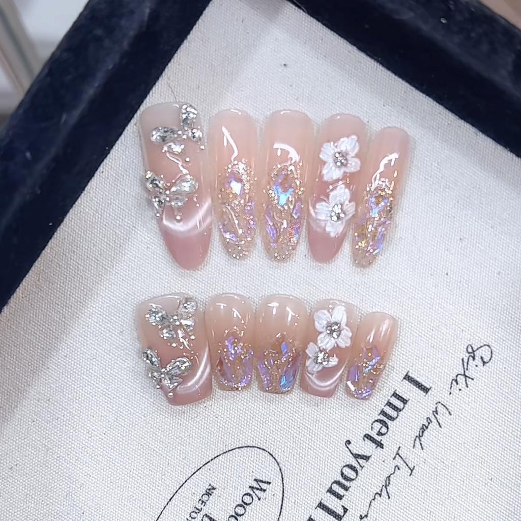 Сплетенный вручную Armor Butterfly Garden Cat Eye, расписанный вручную, с мелкими блестками, румянами Aurora Diamond Nail Patch
