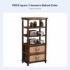 Rattan Door Cupboard Sturdy Wood Frame 2-Door Rattan Chest Vintage Design Multifunctional for Renters, Bedroom, Entryway