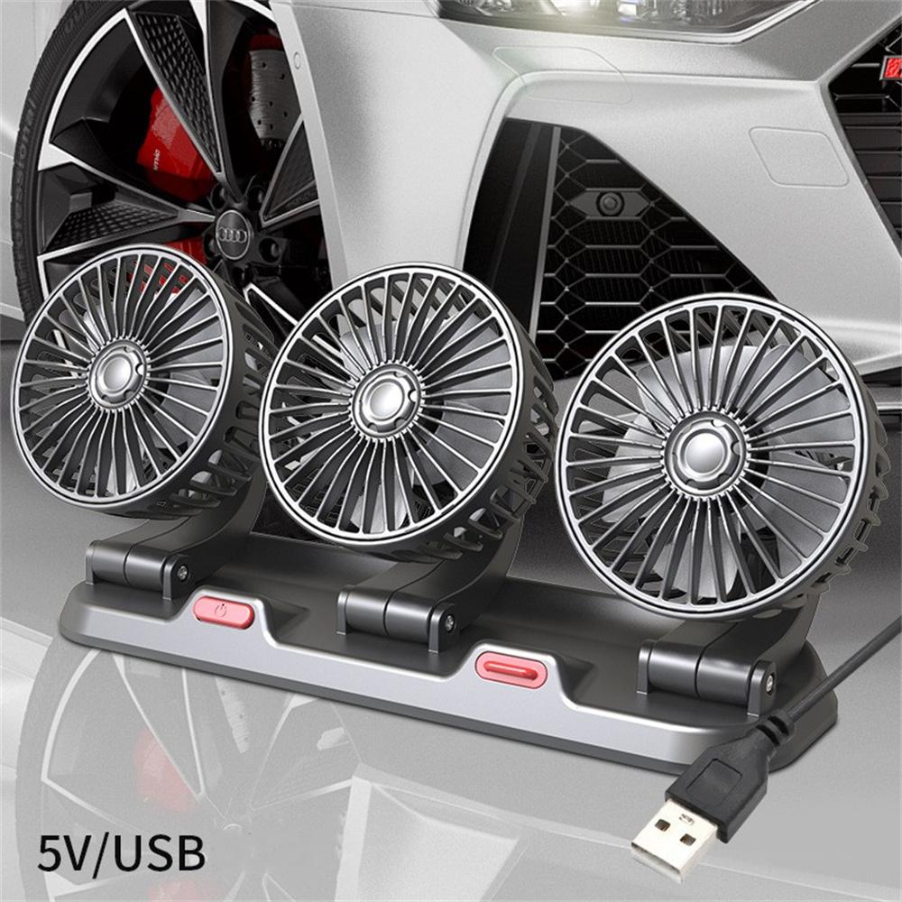 12v Automotive Fan Car Fan 24v 360° Adjustable 3 Head Air Fan Low Noise Multifunctional Temporary Parking Card Auto Vehicles Fan