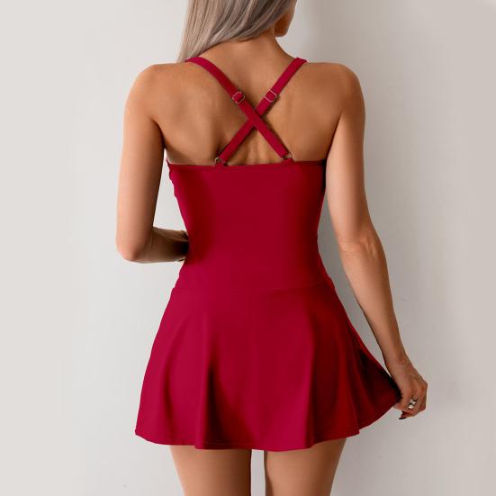 Женский цельный купальник с утягивающим эффектом, купальник с перекрестными бретелями для отдыха на пляже, у бассейна, загара