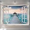 Beautiful Beach Scenery Window Painting Tapestry Wall Hanging Art Background Home Decor Aesthetics Outdoor Garden Poster