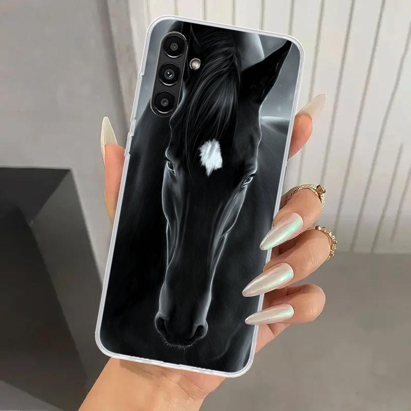 Чехол для телефона Animal Black Horse для Samsung Galaxy A17 A16 A37 A26 A36 A57 A56 A15 A25 A35 A55 A14 A24 A34 A54 A13 A23 A33 A53 Gal