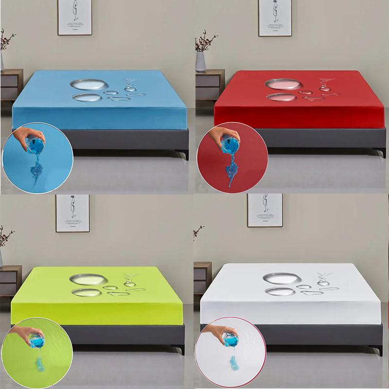 Всесезонный водонепроницаемый протектор матраса Мягкая полиэстеровая простыня с глубоким карманом 8 цветов Современная простыня на резинке Прочный наматрасник Постельное белье Покрывало