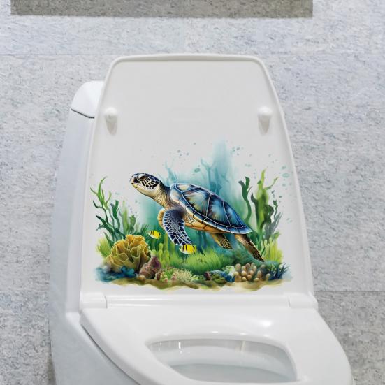 Yousheng Морской мир Черепаха наклейка на унитаз Съемная самоклеящаяся водонепроницаемая ПВХ гостиная настенная живопись ванная комната крышка унитаза украшение наклейка