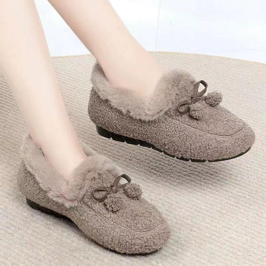 Winter Warm Womens Flat Shoes Indoor Cotton Slippers With Thick Sole Anti-Slip Warm Footwear Soft Bottom Plush Postpartum Shoes