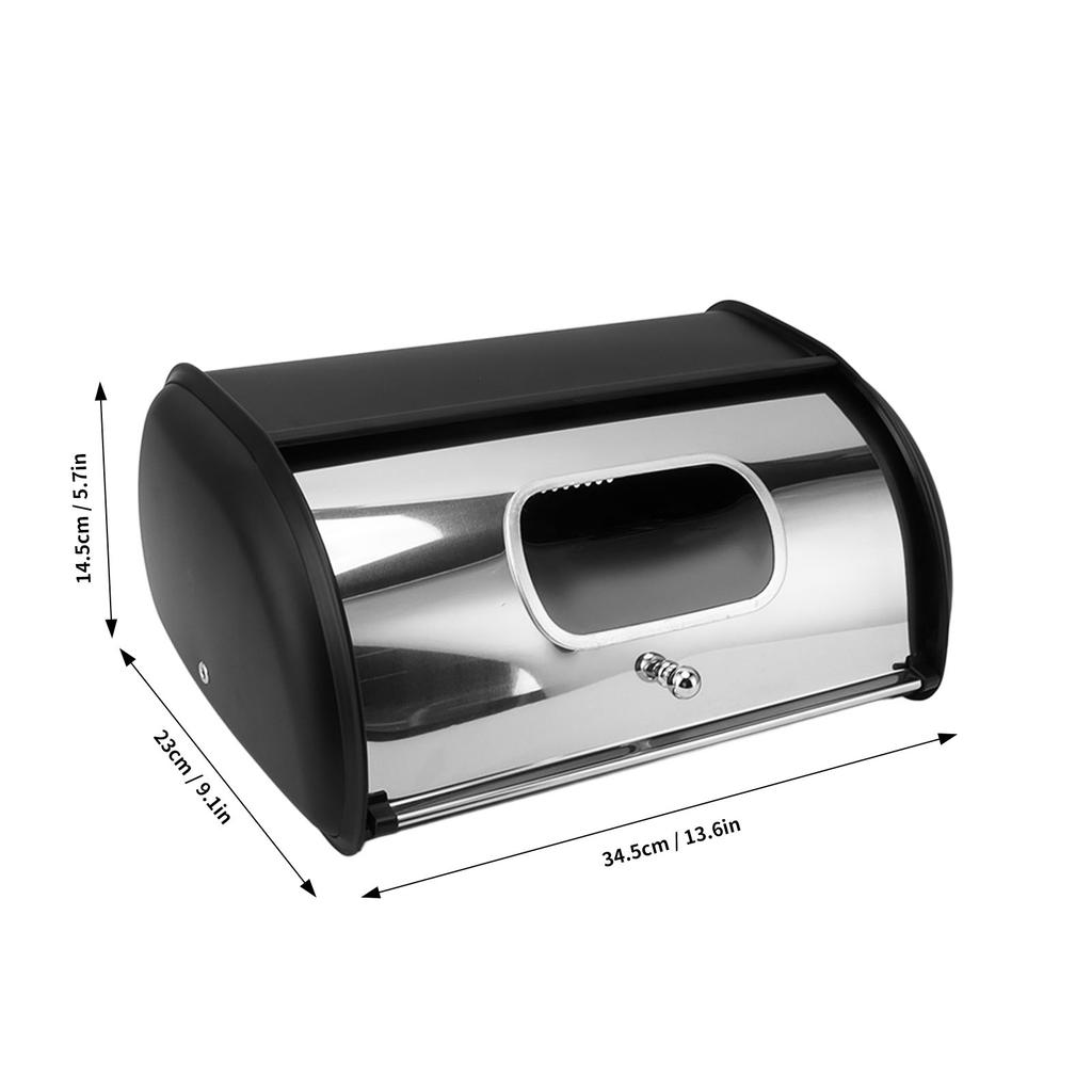 Bread Box with Small Window Large Capacity Iron Bread Bin Food Storage Container Holder for Home Kitchen Countertop