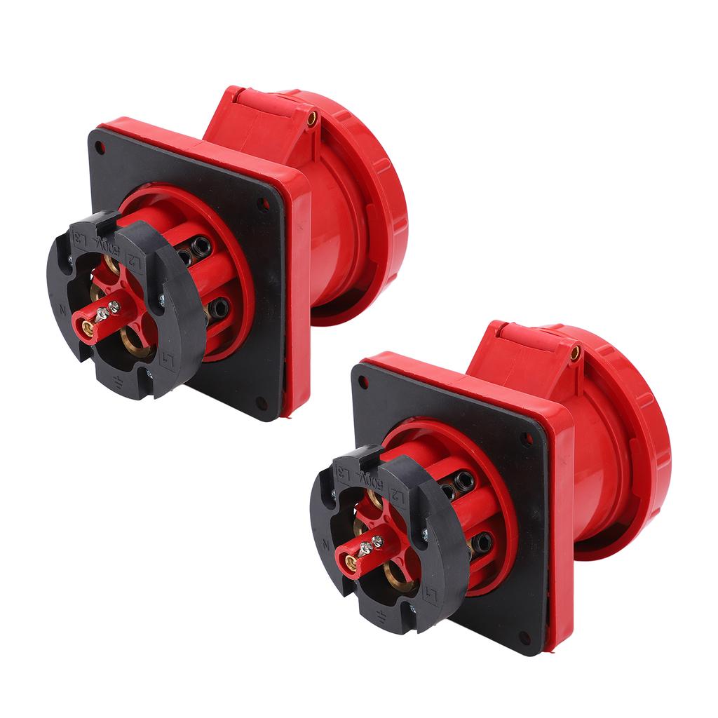 2pcs Industrial Straight Sockets 125A 3 Phase IP67 Waterproof Flush Mounting 380415V(3P+N+E 5Pin )