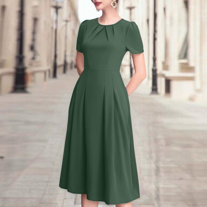 ZANZEA Женское летнее повседневное платье с круглым вырезом и коротким рукавом