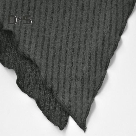 Women Knitting Tops Sexy Sloped Shoulder Collar Irregular Hem Pullover Tops Solid Color Ribbed Blouse