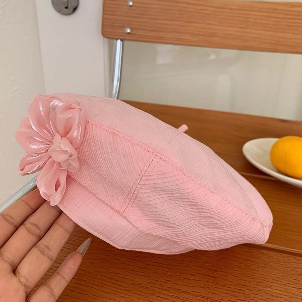 Тонкий Берет с Цветком Французский Стиль Шапка Художника Без Полей Шляпа Художника Женщины/Девушки