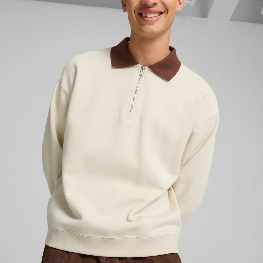 Puma Mmq Quarter Zip Comfortable Fashion Loose Polo Sweatshirt Men Sweatshirt High-Mountain-Snow 626718-87