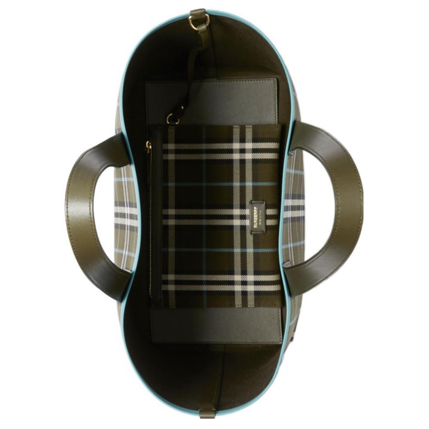 Burberry Сумка-тоут из хлопка и холста с открытым верхом Женская сумка-тоут Оливково-зеленая 80856001