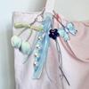 Flower Bowknot Keyring with Soft Ribbon Portable Bag Pendant Elegant Key Holder Acrylic Texture Present for Women Girl  Purple
