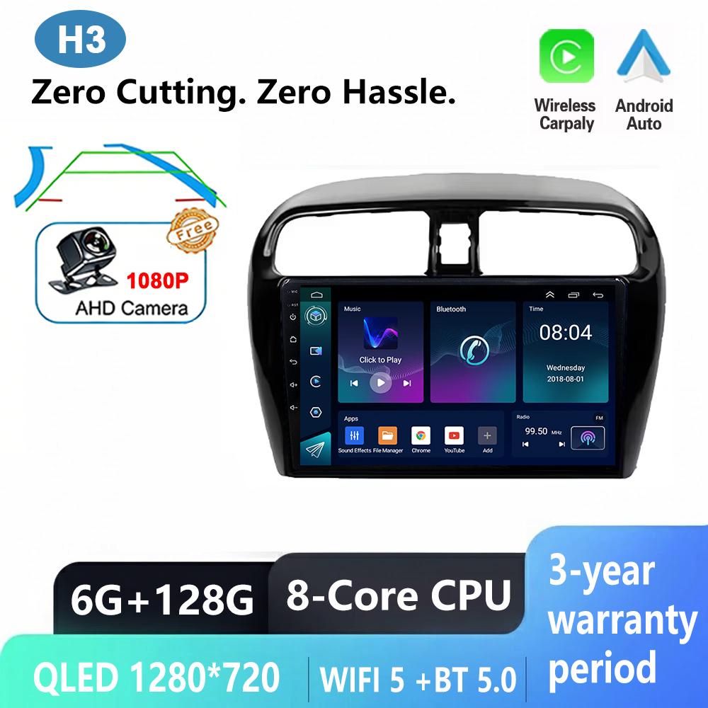 Android 16 For Mitsubishi Mirage 6 Attrage 2012-2018 Car Radio Multimedia Player GPS Navigation Carplay android Auto QLED Screen