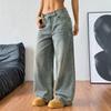 Women Men Vintage Washed Wide Leg Straight Fit Denim Jeans High Waist Loose Street Style 2026