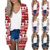 Christmas Women's Fashion Casual Printed Long Sleeve Mid-Length Cardigan Jacket