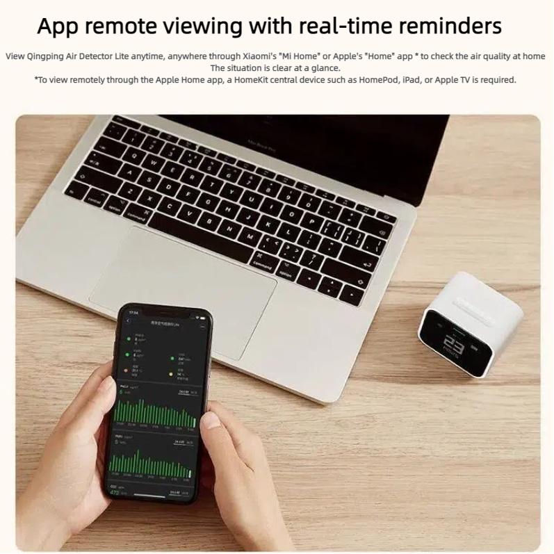 Xiaomi Qingping Air Detector Lite, Монитор качества воздуха в реальном времени для PM2.5 CO2 TVOC Температуры и влажности с сенсорным экраном Retina IPS