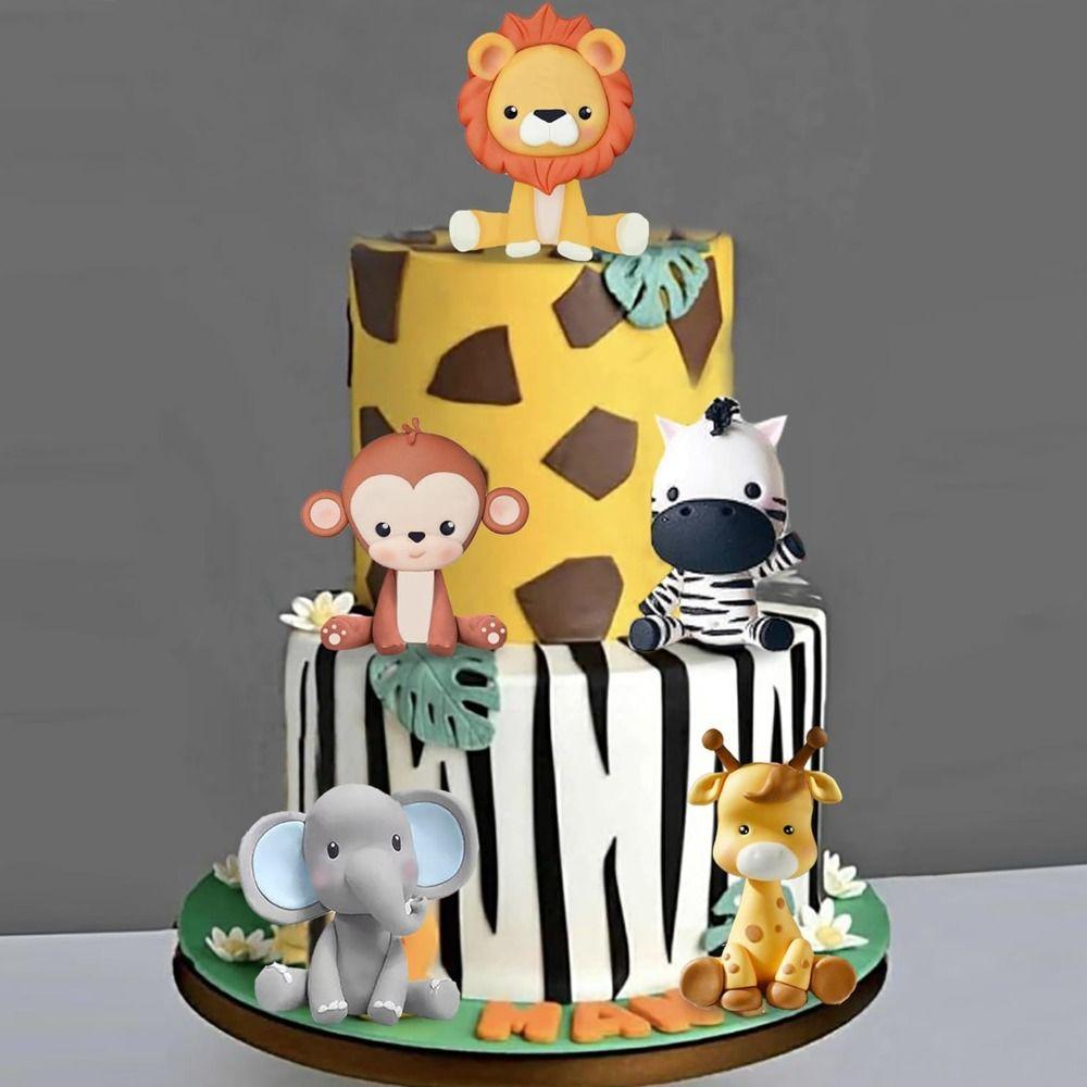 Cute Lion Monkey Cake Topper Elephant Giraffe Cake Decoration  Birthday Party Supplies