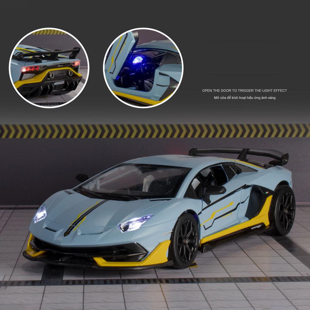1:24-масштабная миниатюрная модель суперкара Aventador SVJ63 из сплава, откидной автомобиль со звуком и светом для детей и взрослых, коллекция подарков