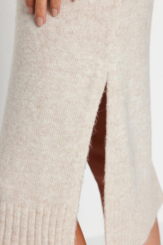 Женское модное новое платье, широкое платье средней длины, трикотажное платье с высоким воротником