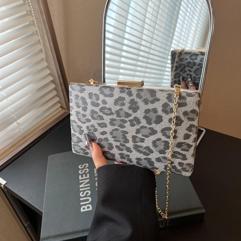 Ретро мода сумка с леопардовым принтом женская новая нишевая универсальная на плечо, через плечо, сумка-мессенджер, сумка для поездок на работу с цепочкой