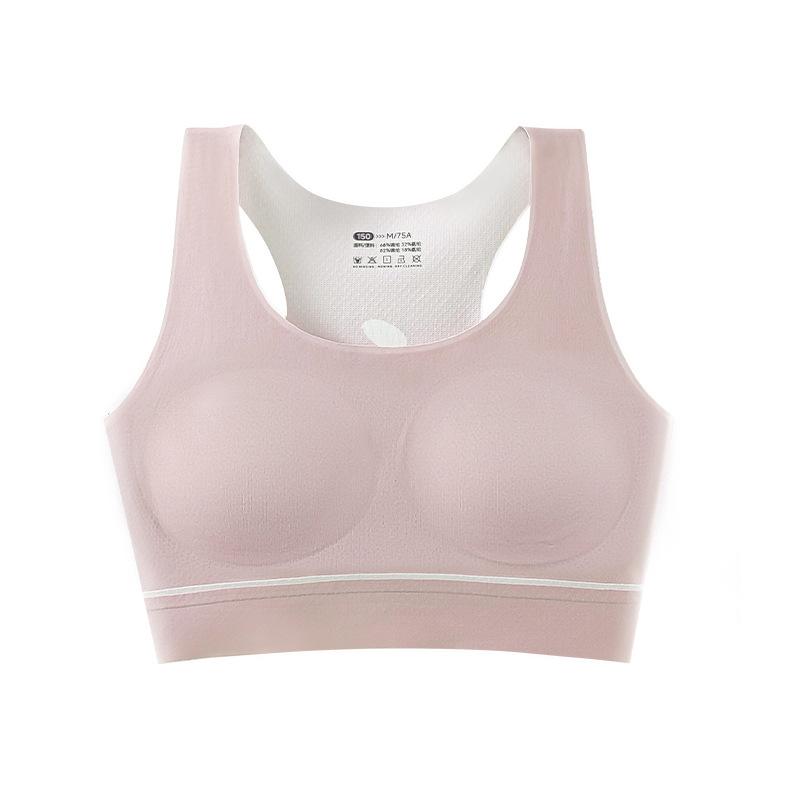 Girls' development period sports underwear, primary school, junior high school students, seamless shock-proof breathable bra, girls' vest fixed cup