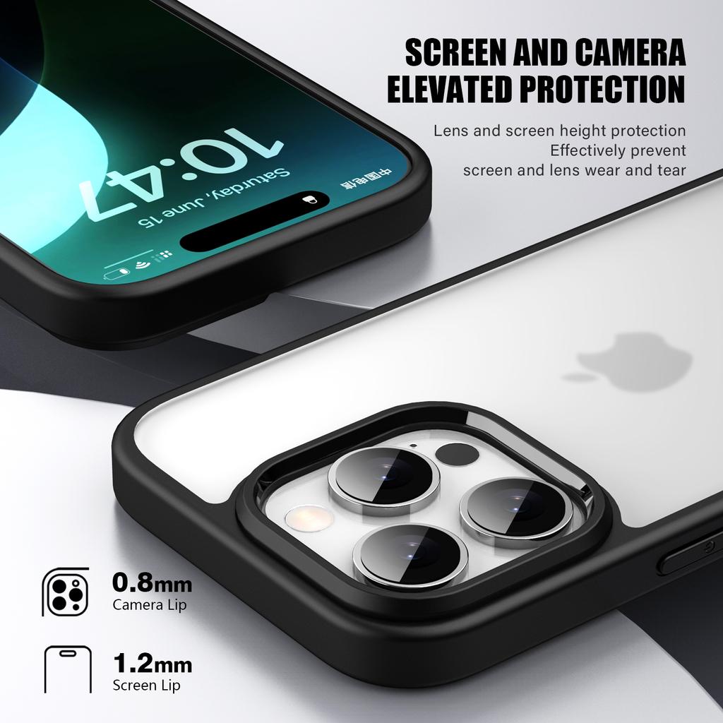 KEYSION Прозрачный противоударный чехол для iPhone 16 Pro Max Прозрачный матовый мягкий силиконовый + задняя крышка для телефона из ПК для iPhone 16 15 Pro Max