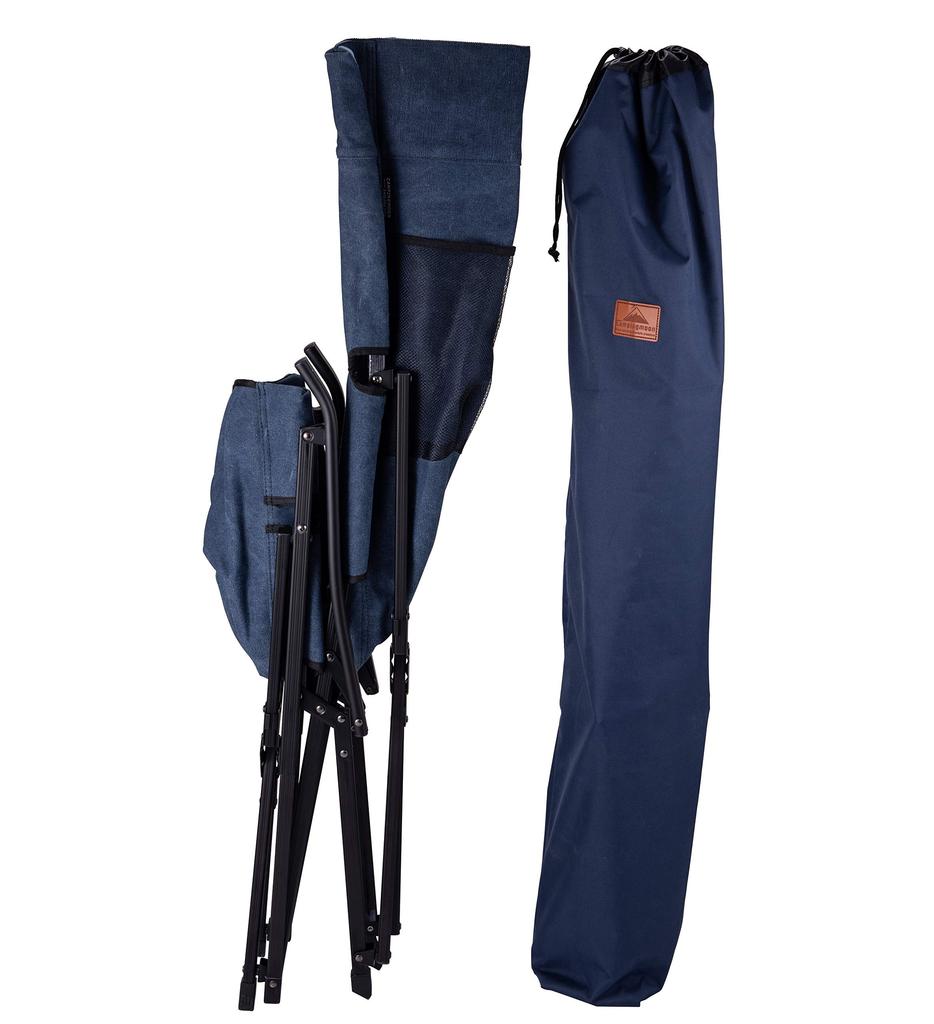 CAMPING MOON Relaxing Low Chair, Low-Style Chair, Canvas Fabric, Long Size, Denim, F-1002C-BL
