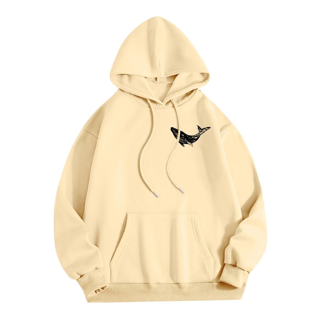 Женские толстовки с капюшоном большого размера с длинным рукавом с принтом, пуловеры, осенние наряды с карманом