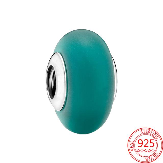 Original S925 Silver Fit Fashion Bracelet Charm Murano Glass Beads Ladybird Four Leaf Clover Pendant Jewelry Gift Accessories